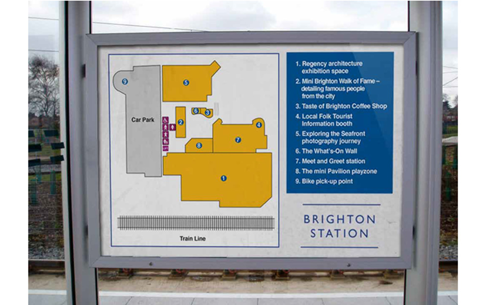 Station floor plan showing various local interest items.