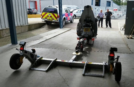 The motorbike ready to tow a vehicle
