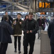 Passenger showing train ticket
