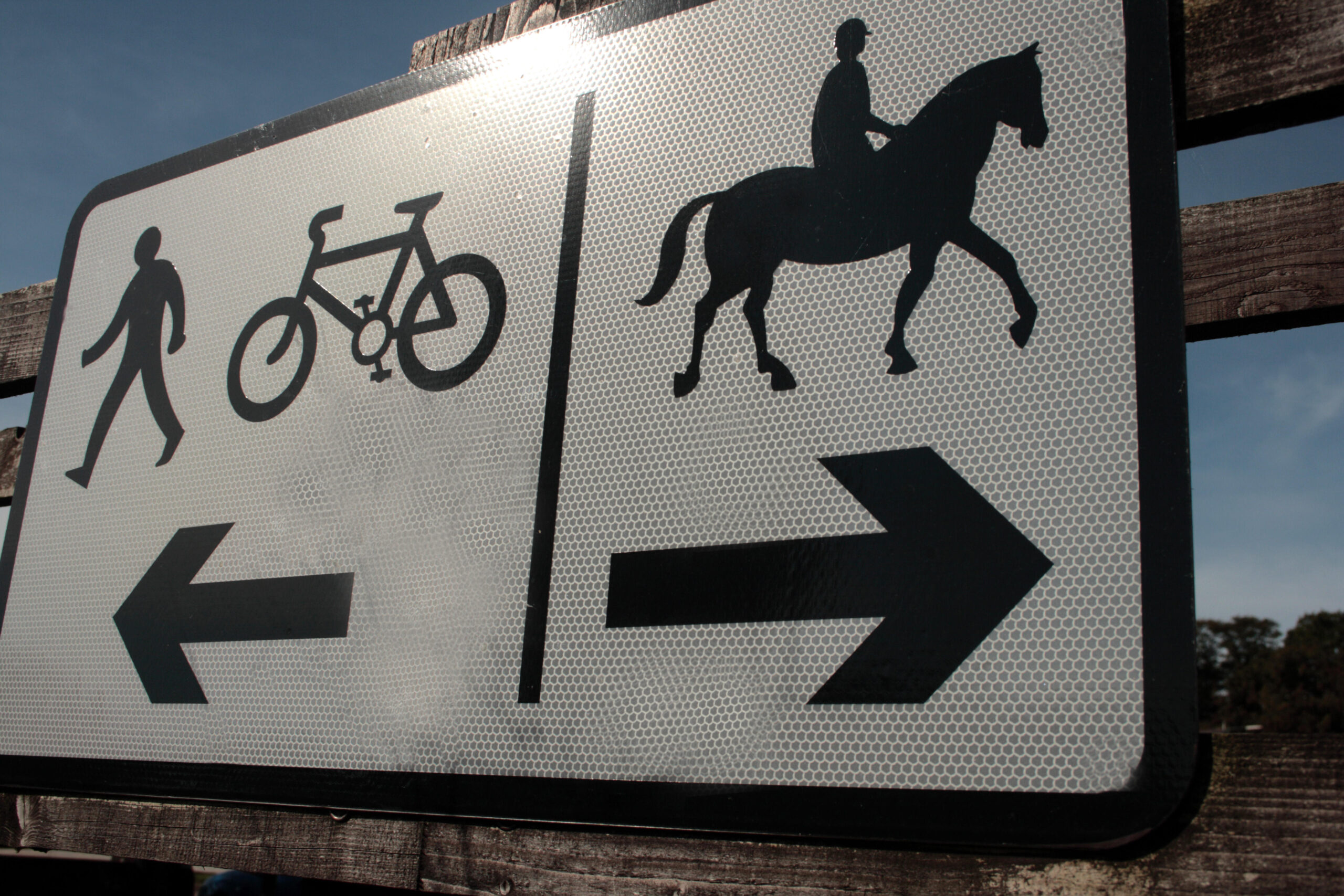 sign post for equestrians, cyclists and pedestrians