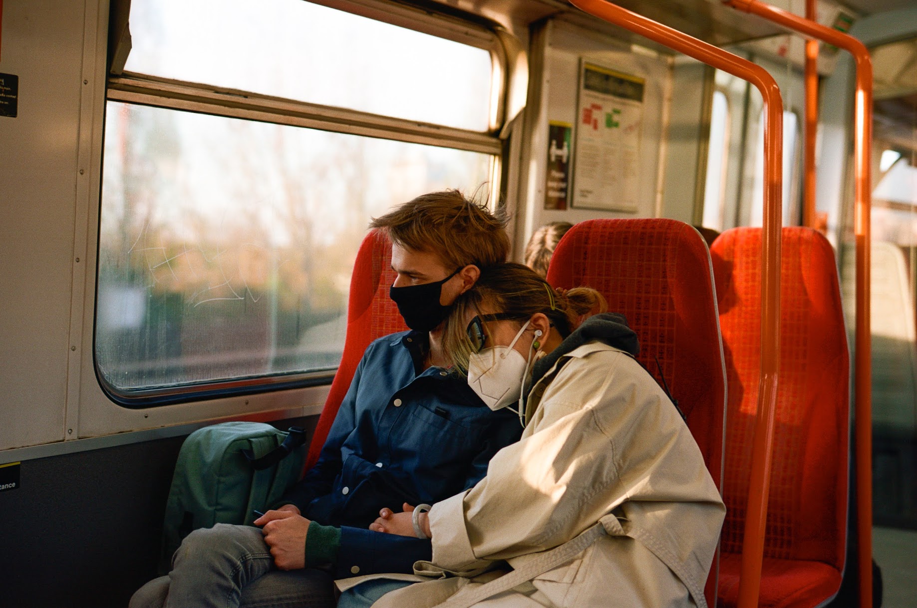 Couple on a train