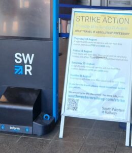 Strike poster at Basingstoke station