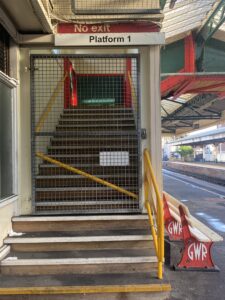 Blocked off stairwell on platform