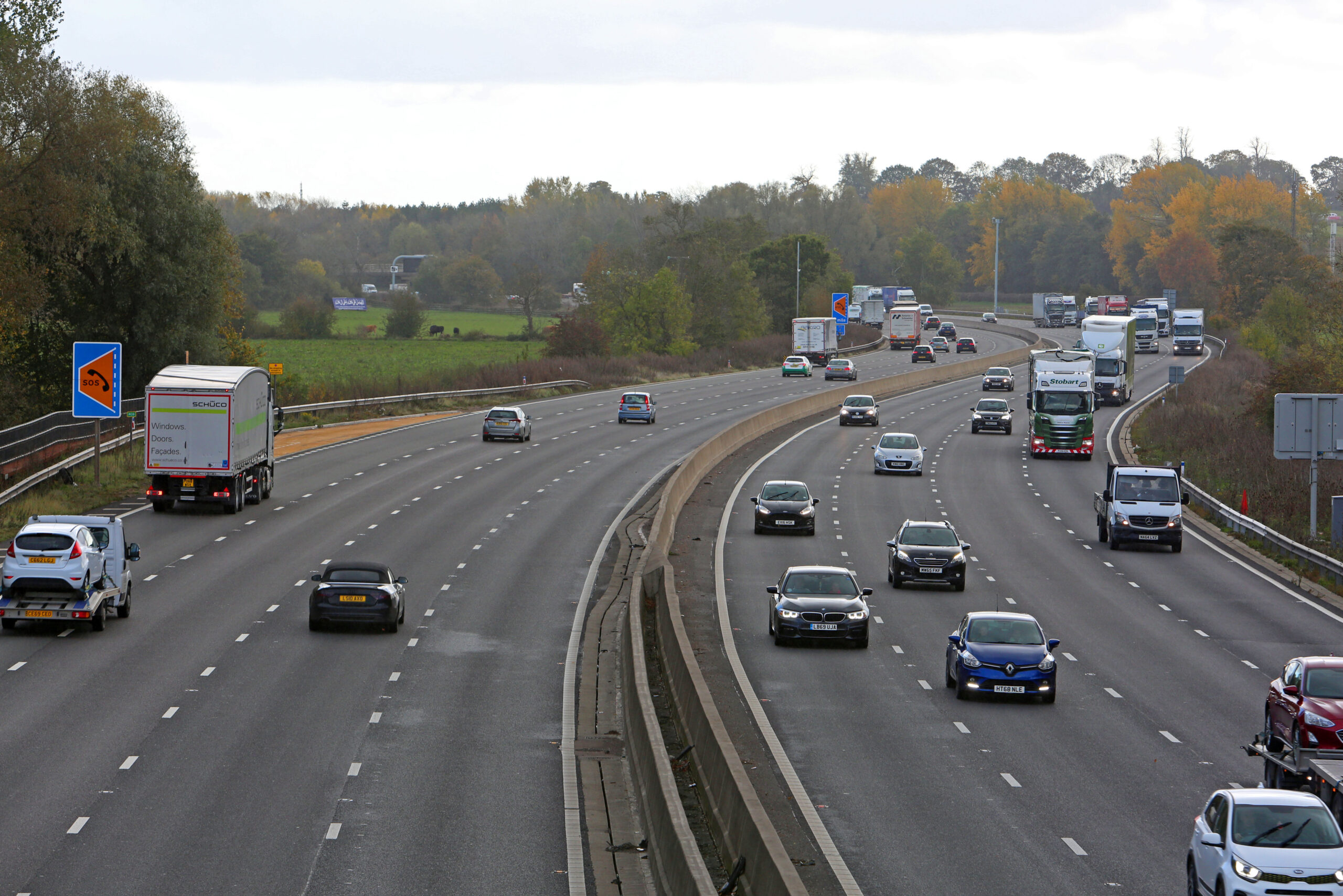 cars driving on a motorway